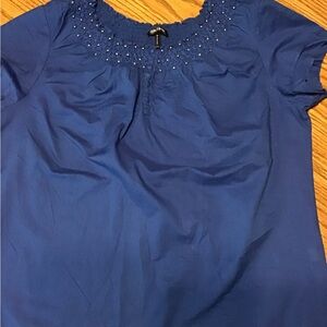 Women’s size XL Daisy Fuentes Royal Blue Blouse with Embellished Neckline